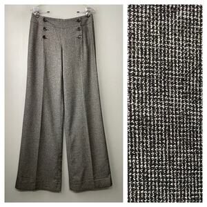Express Design Studio Trousers Size 4 Twee Wide Leg Wool Pants Y2K 90s Academia